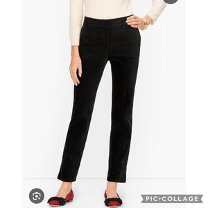 Talbots Pinwale Corduroy Pants Straight Leg Pull On Cords Trousers Black Sz LP